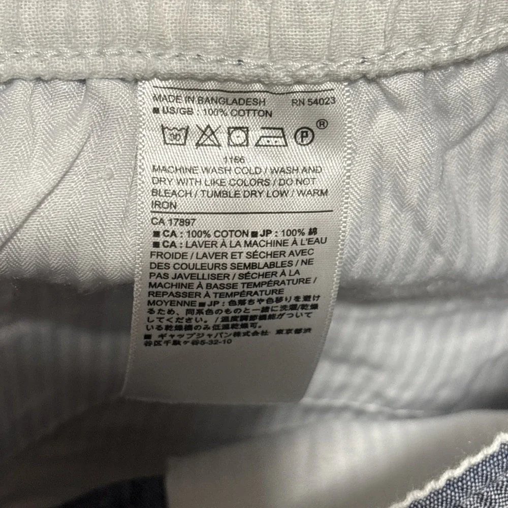 Banana Republic Deck Shorts Blue Shark Print Drawstring‎ Cotton Mens L Chambray